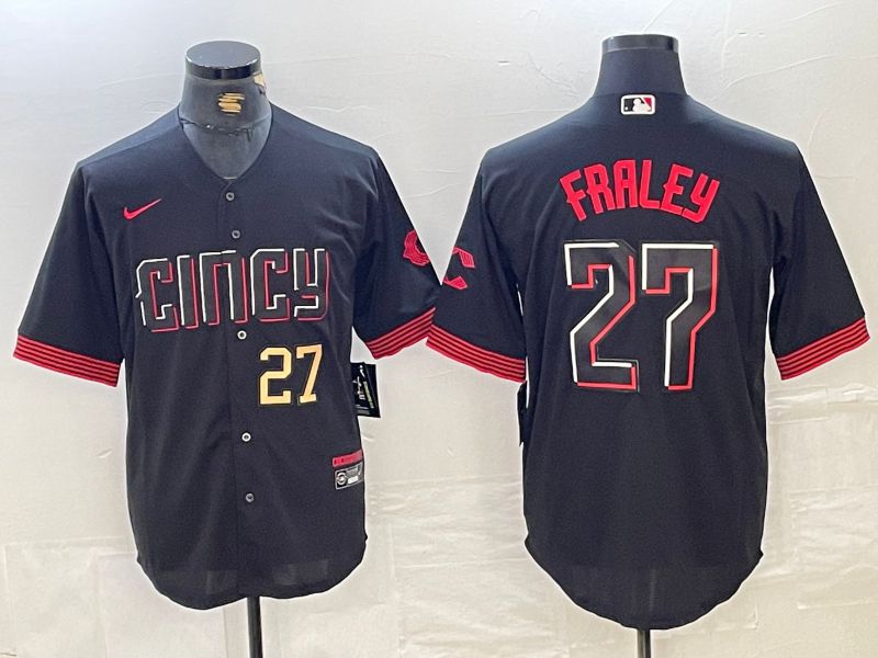 Men Cincinnati Reds #27 Fraley Black City Edition Nike 2024 MLB Jersey style 2->->MLB Jersey